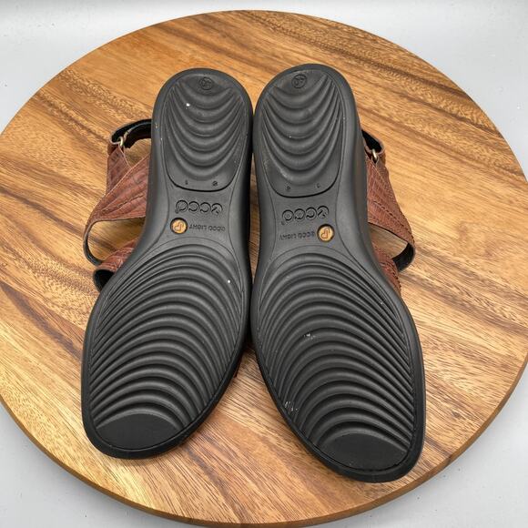 Ecco Flutter Sandals Womens Size 9 / 40 Brown Leather Strappy Comfort Casual - Picture 7 of 8